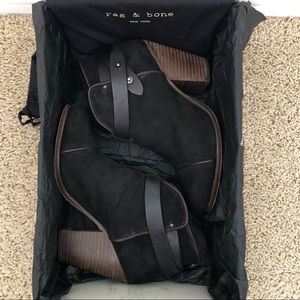 Rag & Bone Harrow Black Suede Ankle Boots